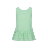 Top top Vivid Green – mouwloze top met ruitpatroon en ruches aan de zoom | Jo&Co Club