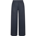 Donkerblauwe wijde broek met bruine stippenprint, vooraanzicht | Fluresk Lydia pants | Jo&Co Club