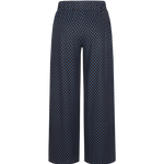 Donkerblauwe wijde broek met bruine stippenprint, vooraanzicht | Fluresk Lydia pants | Jo&Co Club