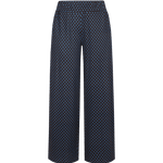 Donkerblauwe wijde broek met bruine stippenprint, vooraanzicht | Fluresk Lydia pants | Jo&Co Club