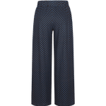 Donkerblauwe wijde broek met bruine stippenprint, vooraanzicht | Fluresk Lydia pants | Jo&Co Club