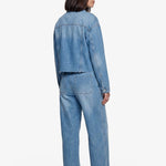 Lichtblauwe jeans met wijde rechte pijpen, achterkant | Fluresk Malti pants | Jo&Co Club