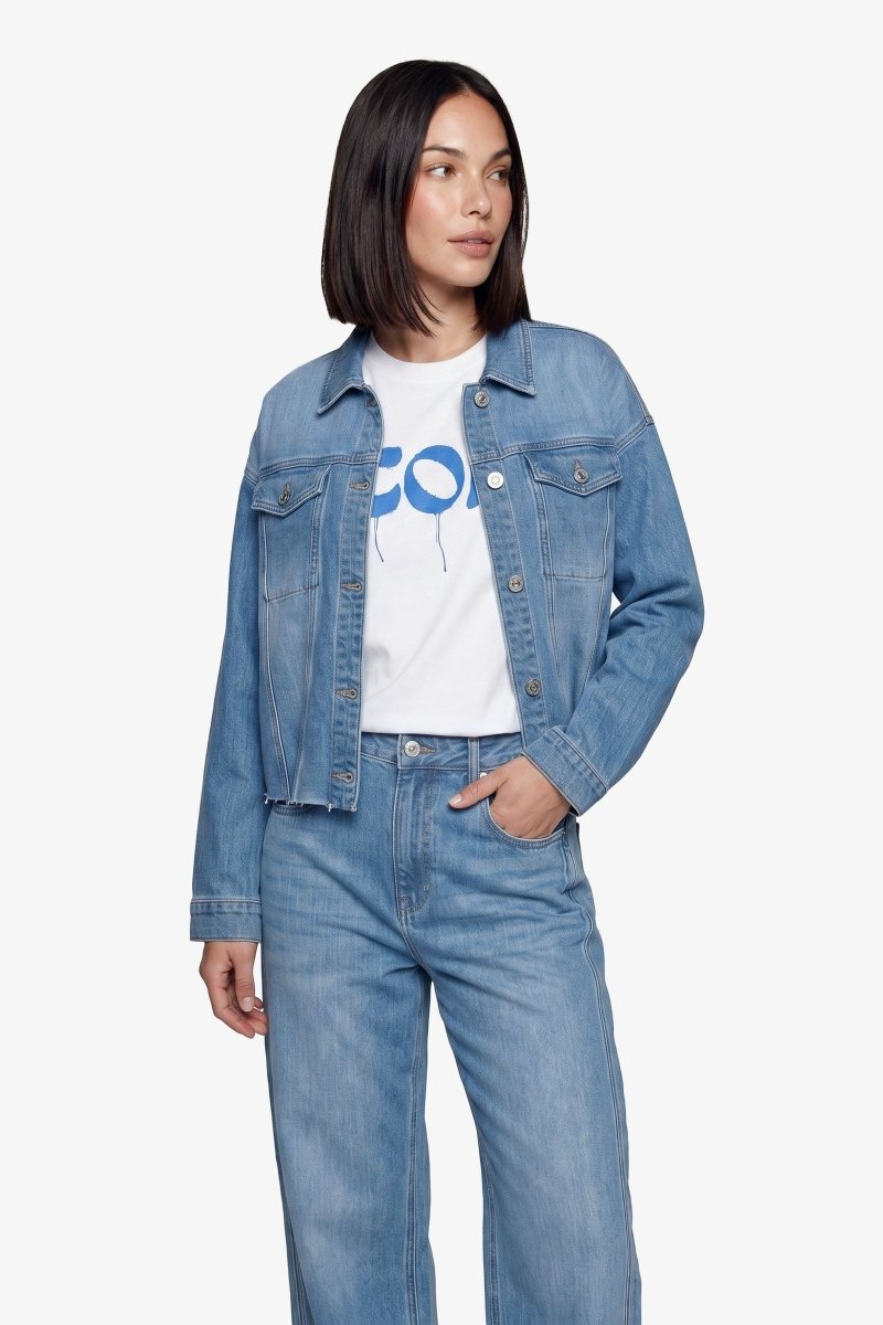 Lichtblauwe jeans met wijde rechte pijpen, detailfoto | Fluresk Malti pants | Jo&Co Club