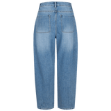 Lichtblauwe jeans met wijde rechte pijpen, productfoto achterzijde | Fluresk Malti pants | Jo&Co Club