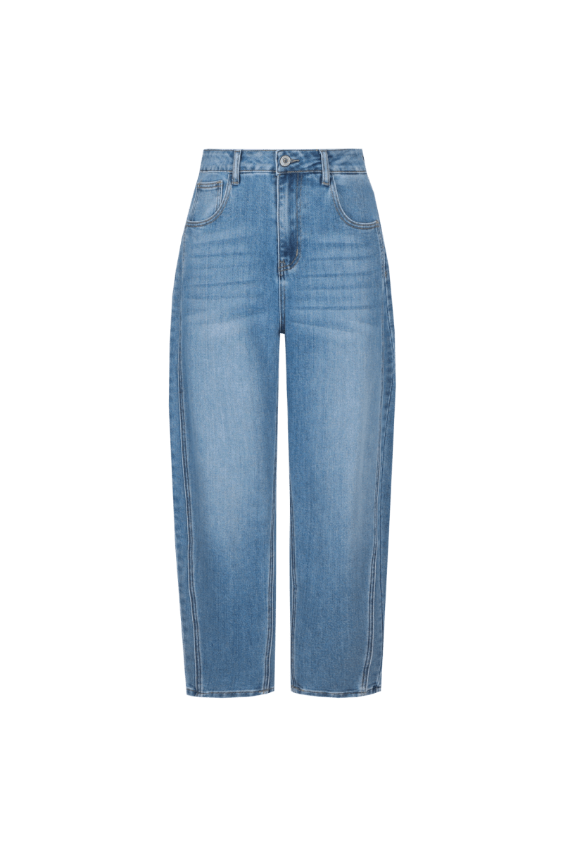 Lichtblauwe jeans met wijde rechte pijpen, productfoto | Fluresk Malti pants | Jo&Co Club