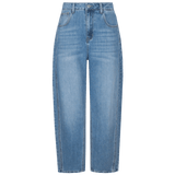 Lichtblauwe jeans met wijde rechte pijpen, productfoto | Fluresk Malti pants | Jo&Co Club