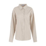 beige blouse met franjes en lange mouwen