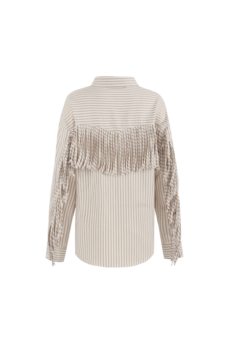 beige blouse met franjes