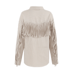 beige blouse met franjes