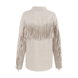 beige blouse met franjes