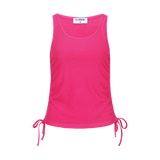 Productfoto van een felroze tanktop, vrijstaand gefotografeerd tegen een zwarte achtergrond | Fluresk top | Jo&Co Club
