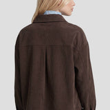 Achterkant ribcord overshirt Fluresk Solene – plooi in de rug en manchetten | Jo&Co Club