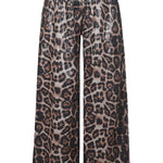 Panterprint broek Fluresk Esra met pailletten – wijde pijpen en elastische taille, voorkant | Jo&Co Club