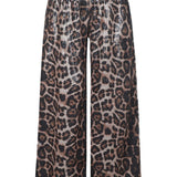 Panterprint broek Fluresk Esra met pailletten – wijde pijpen en elastische taille, voorkant | Jo&Co Club