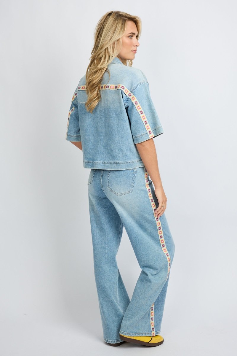 Fluresk Shannon Jeans | Lichtblauw in Lichtblauw gewassen denim, wide leg