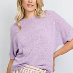 Fluresk Top Niala Orchid Purple – Lila fijngebreide top met vleermuismouwen | Jo&Co Club