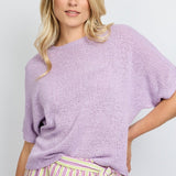 Fluresk Top Niala Orchid Purple – Lila fijngebreide top met vleermuismouwen | Jo&Co Club