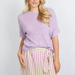 Fluresk Top Niala in lila – Losvallende, gebreide top met korte mouwen | Jo&Co Club