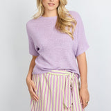 Fluresk Top Niala in lila – Losvallende, gebreide top met korte mouwen | Jo&Co Club