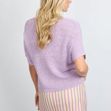 Top Fluresk Niala Orchid Purple – achterkant van de lila gebreide top op model | Jo&Co Club