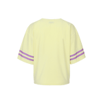 Fluresk Top Yanelis in citrusgeel met paarse strepen op de mouwen - achterkant | Jo&Co Club