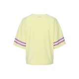 Fluresk Top Yanelis in citrusgeel met paarse strepen op de mouwen - achterkant | Jo&Co Club