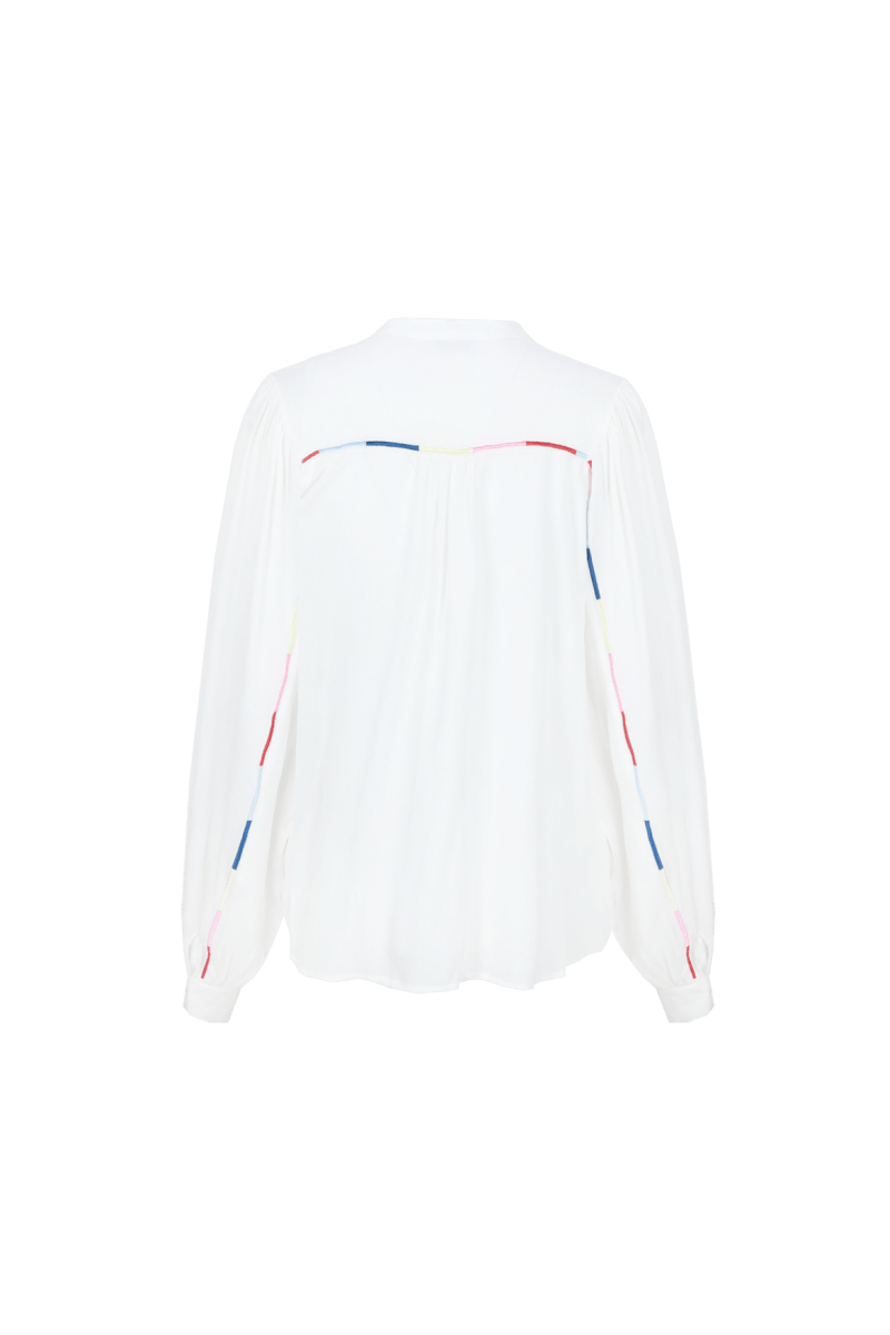 Fluresk Yailin Blouse | Offwhite in Helderwit, Rechte, ruime pasvorm met volumineuze mouwen