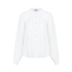 Fluresk Yailin Blouse | Offwhite in helderwit, losvallend met een rechte zoom en wijde mouwen