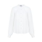 Fluresk Yailin Blouse | Offwhite in helderwit, losvallend met een rechte zoom en wijde mouwen