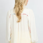 Fluresk Yailin Blouse | Offwhite in Gebroken wit (blouse), stiksels in, Ruimvallend silhouet met volumineuze mouwen