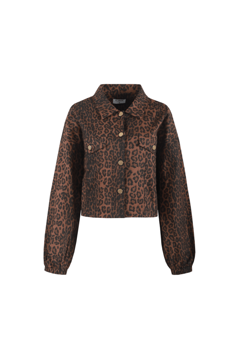 productfoto voorkant yrissa jacket fluresk in panterprint