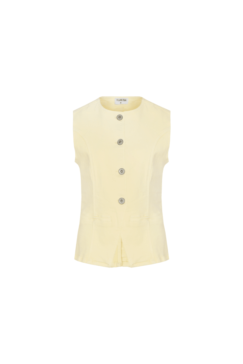 Fluresk Zeni Gilet | Vanilla in Licht pastelgeel, Getailleerd
