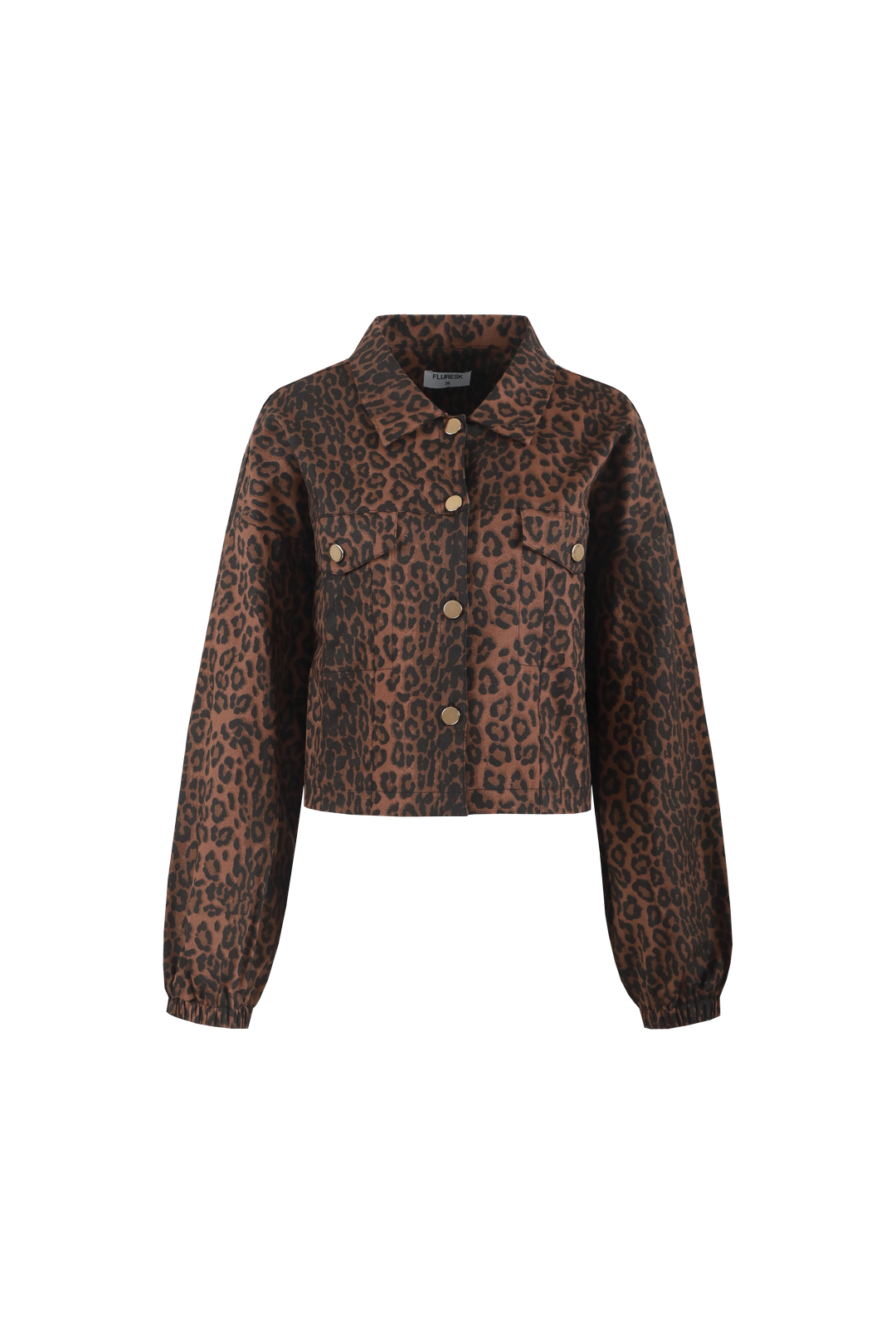 productfoto voorkant yrissa jacket fluresk in panterprint