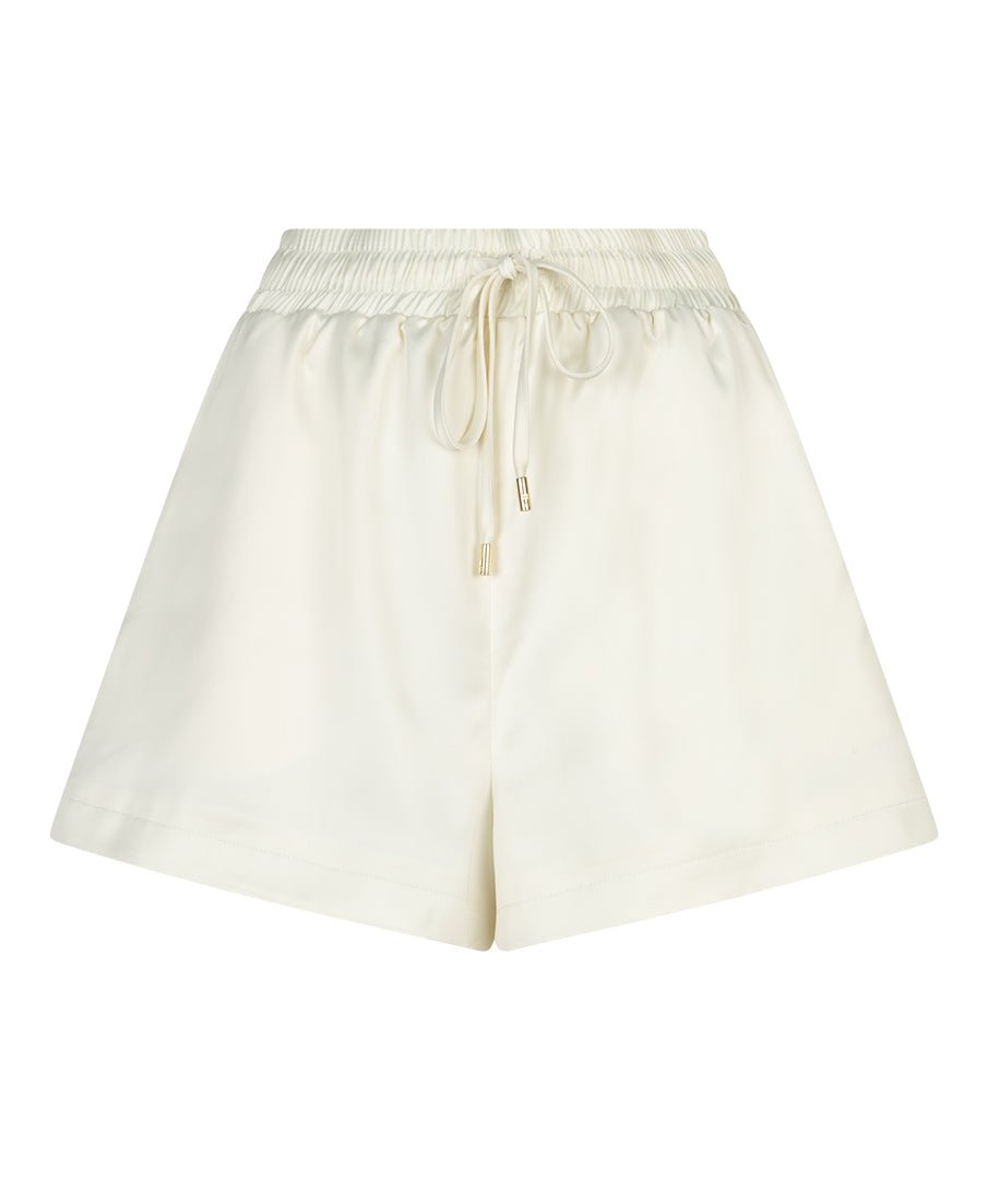 Korte broek HEYB Club Bowy Shorts Cream – Wijdvallende shorts met elastische tailleband | Jo&Co Club
