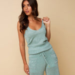 Top HEYB Club Charly Top Azure Blue – Azuurblauwe glitter top met spaghettibandjes | Jo&Co Club