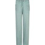 Broek HEYB Club Charly Trousers azurblauw – glitterbroek met rechte pijpen en strikkoord | Jo&Co Club