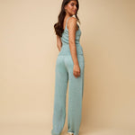 Broek HEYB Club Charly Trousers Azure Blue – Wide leg broek met glitter | Jo&Co Club