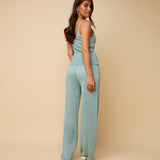 Broek HEYB Club Charly Trousers Azure Blue – Wide leg broek met glitter | Jo&Co Club