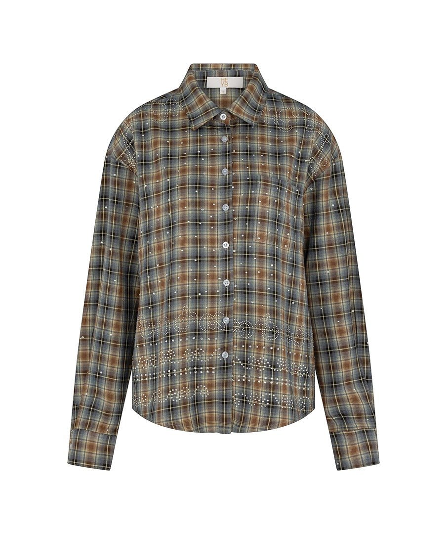 Productfoto geruite blouse met glans HEYB Club Sylvie | Jo&Co Club