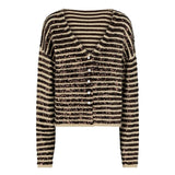Productfoto bruin-crème gestreept vest HEYB Club Ivy | Jo&Co Club