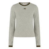 Productfoto grijze longsleeve met groene randjes en logo HEYB Club | Jo&Co Club
