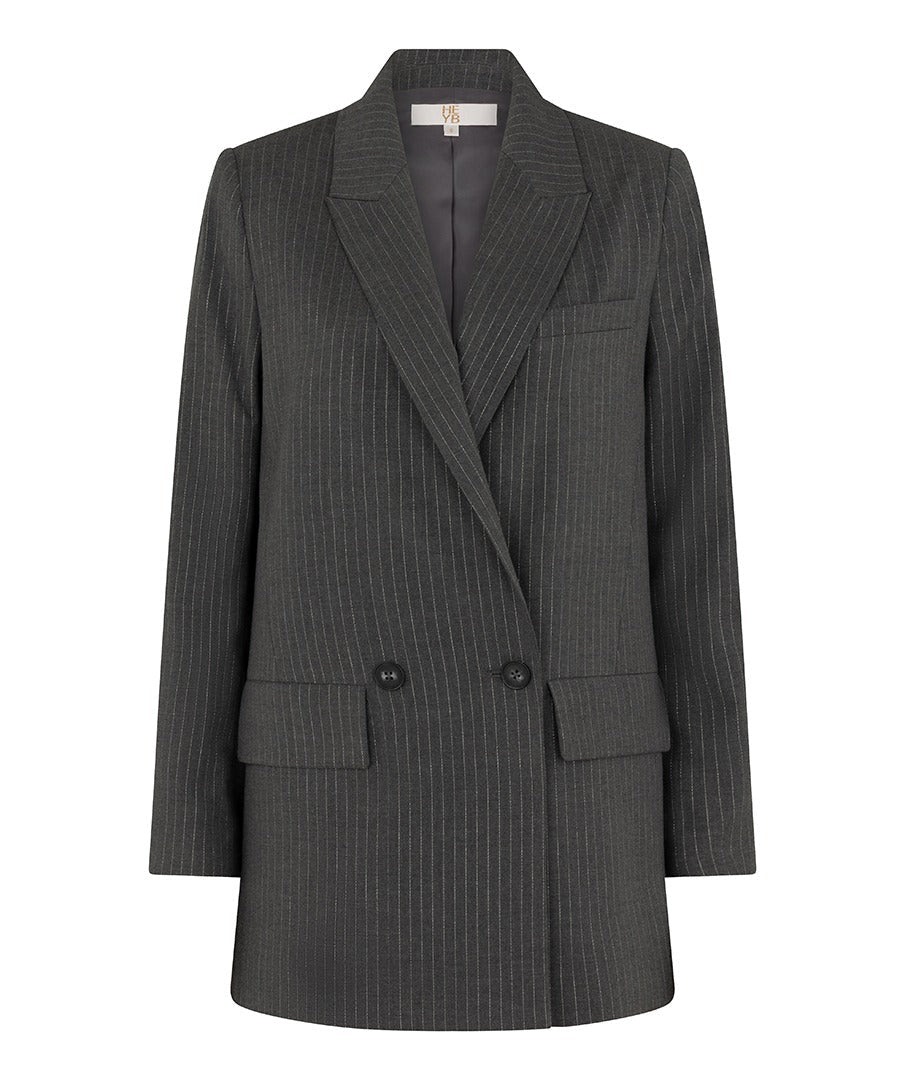 Productfoto grijze krijtstreep blazer HEYB Club Flo | Jo&Co Club