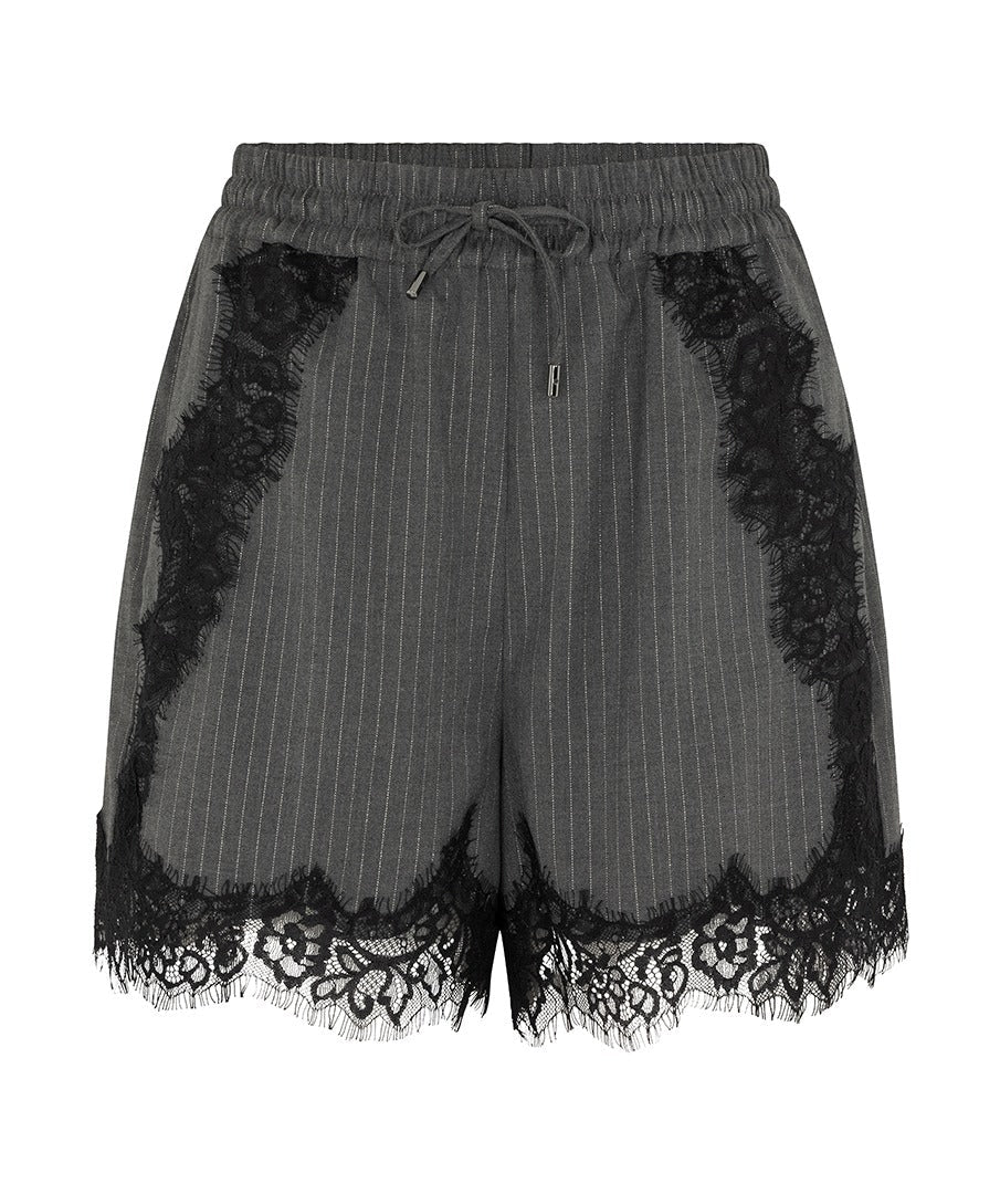 Productfoto grijze krijtstreep short met zwart kant HEYB Club Flo | Jo&Co Club