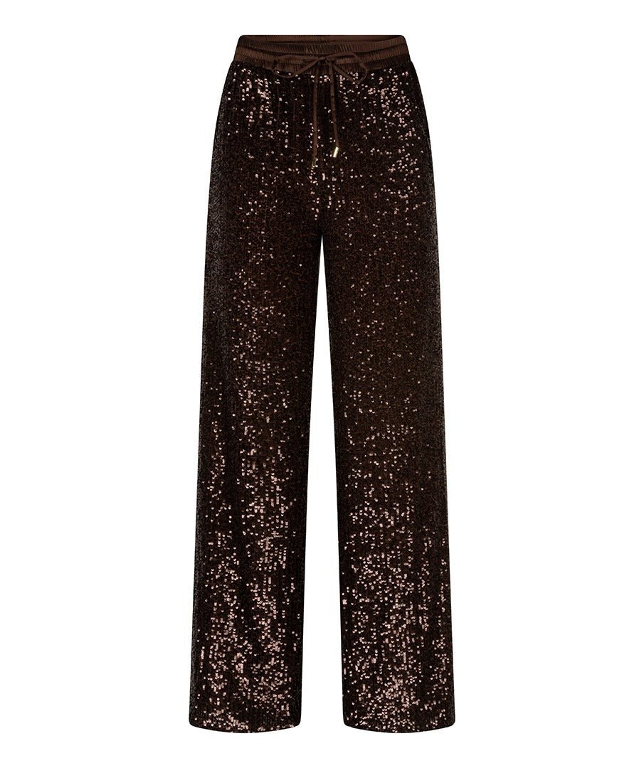 Productfoto bruine pailletten broek HEYB Club Harper | Jo&Co Club