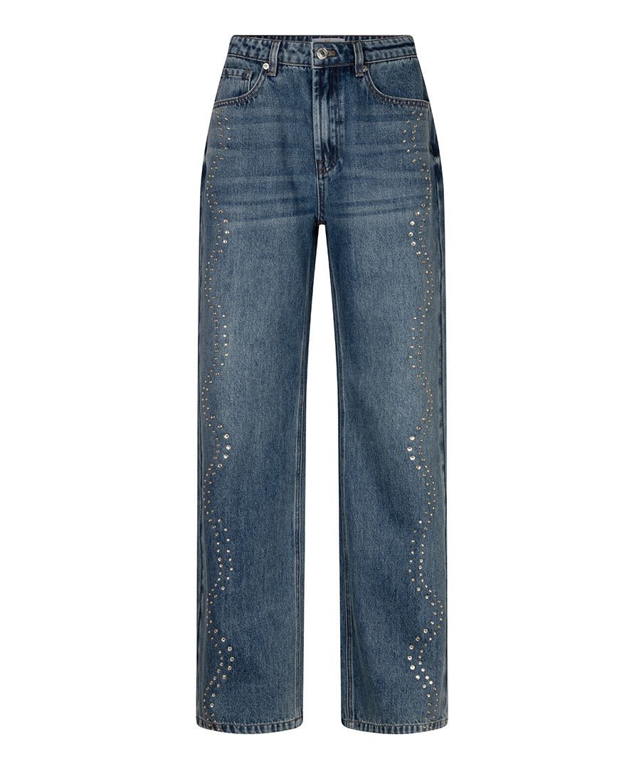 Productfoto straight jeans met strass steentjes HEYB Club NY | Jo&Co Club