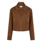 Productfoto camel suède jasje met studs HEYB Club Gemma | Jo&Co Club