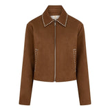 Productfoto camel suède jasje met studs HEYB Club Gemma | Jo&Co Club