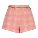 HEYB Club Summer Shors roze/oranje tweed short met kettingriem | Jo&Co Club