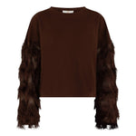 Productfoto top met verenmouwen HEYB Club Dani in bruin | Jo&Co Club