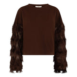 Productfoto top met verenmouwen HEYB Club Dani in bruin | Jo&Co Club